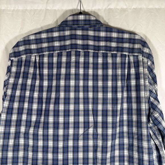 J Crew Shirt Men's Large Blue White Plaid Button Up Long Sleeve Tailored - Picture 10 of 11